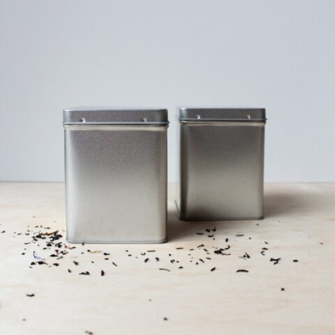 Blik vierkant 100 gram - zilver